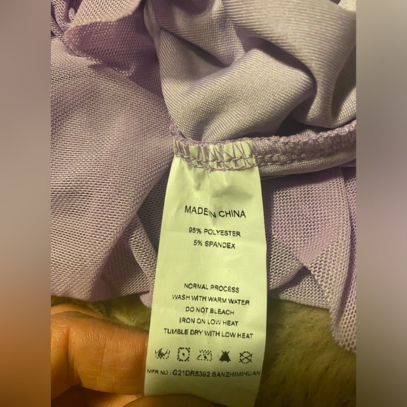 Glamaker Ruffle Trim Ruched Mesh
Bodycon Cami Dress LILAC Medium - Picture 7 of 8